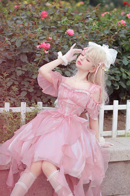 Lolita Dress - Princess Wedding High Waisted, 2 Colors, High Waist, Sweet Style, Lace Trim - additional product view 4