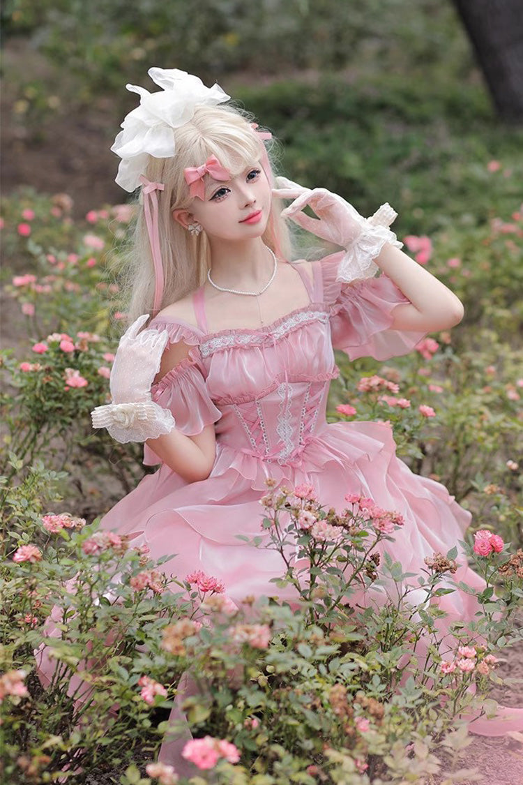 Lolita Dress - Princess Wedding High Waisted, 2 Colors, High Waist, Sweet Style, Lace Trim - additional product view 5