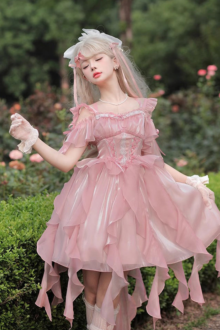 Lolita Dress - Princess Wedding High Waisted, 2 Colors, High Waist, Sweet Style, Lace Trim - additional product view 6