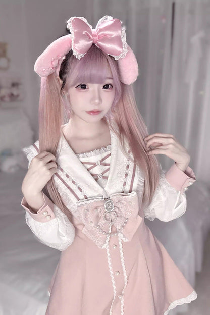 Lolita Dress - Print Bowknot Jirai Kei, 3 Colors, Printed, Long Sleeves, Sweet Style - additional product view 6