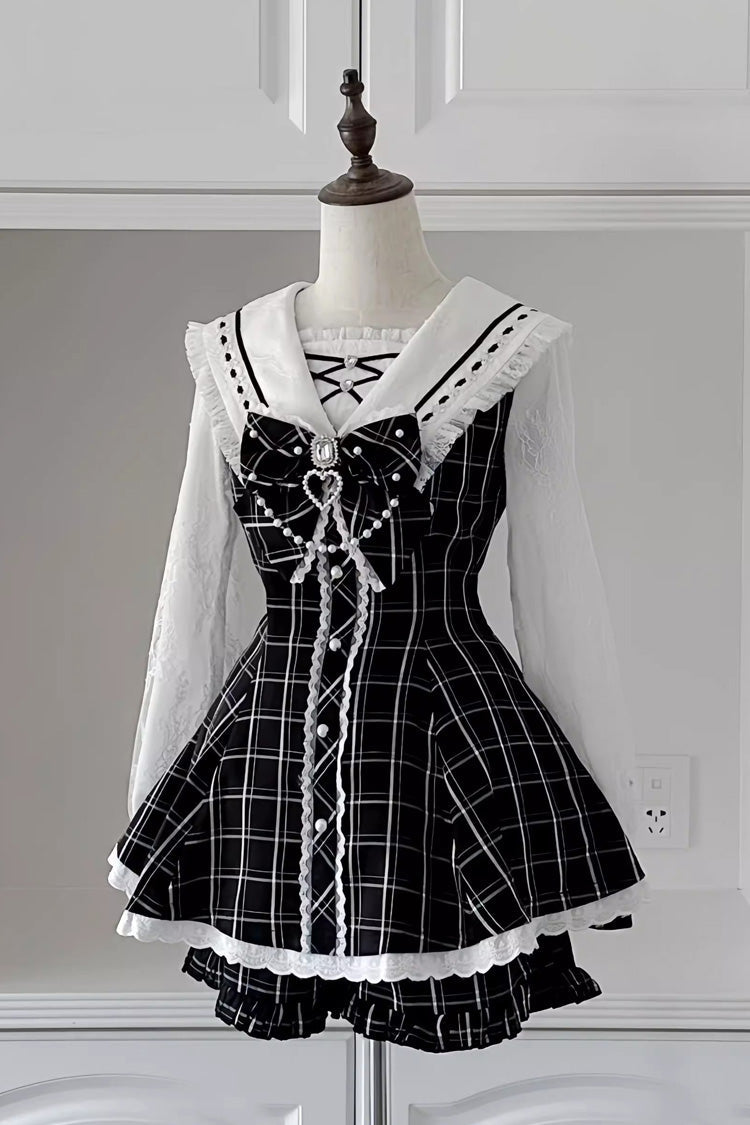 Lolita Dress - Print Bowknot Jirai Kei, 3 Colors, Printed, Long Sleeves, Sweet Style - S Black / M Black / L Black option