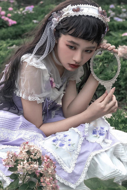 Lolita Dress - Print, Purple, Classic Style, Bow Detail, Ruffled - additional product view 7