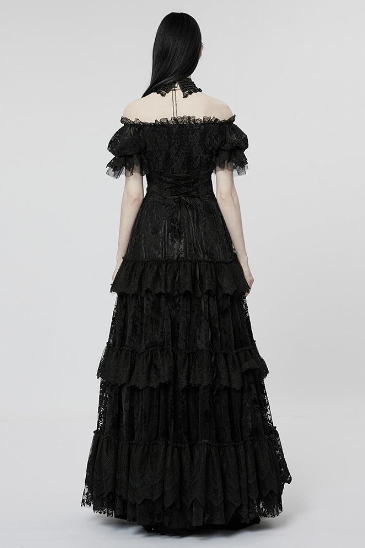 Lolita Dress - Puff Print Ruffle Lace, 2 Colors, Puff Sleeves, Women's Style, Ruffled - additional product view 3