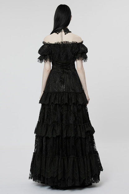 Lolita Dress - Puff Print Ruffle Lace, 2 Colors, Puff Sleeves, Women's Style, Ruffled - additional product view 3