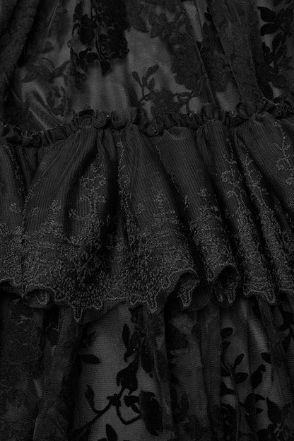 Lolita Dress - Puff Print Ruffle Lace, 2 Colors, Puff Sleeves, Women's Style, Ruffled - additional product view 6