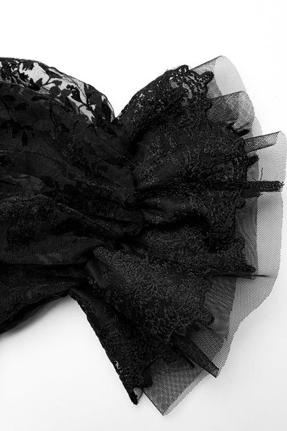 Lolita Dress - Puff Print Ruffle Lace, 2 Colors, Puff Sleeves, Women's Style, Ruffled - additional product view 8