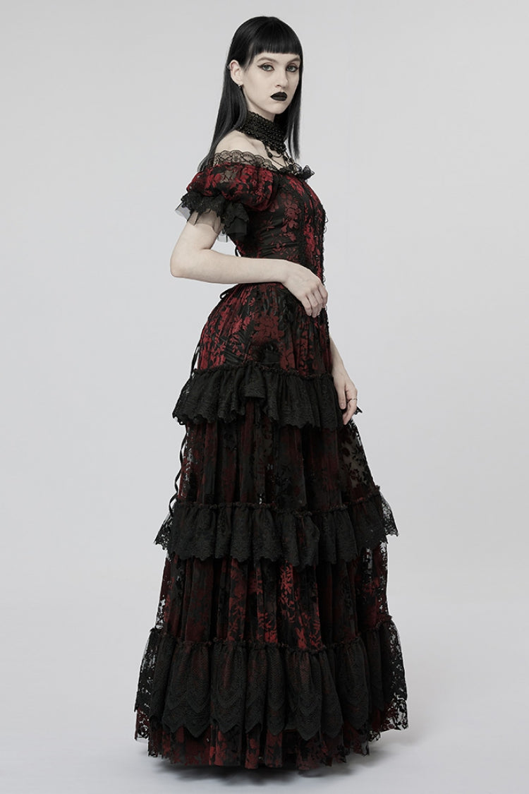 Lolita Dress - Puff Print Ruffle Lace, 2 Colors, Puff Sleeves, Women's Style, Ruffled - additional product view 10