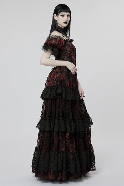 Lolita Dress - Puff Print Ruffle Lace, 2 Colors, Puff Sleeves, Women's Style, Ruffled - additional product view 10