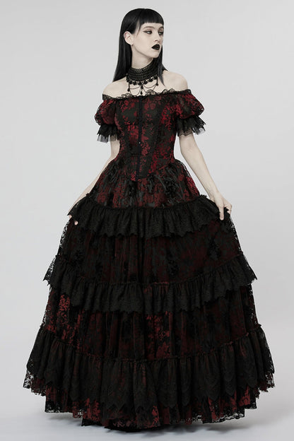 Lolita Dress - Puff Print Ruffle Lace, 2 Colors, Puff Sleeves, Women's Style, Ruffled - additional product view 12