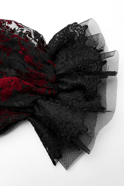 Lolita Dress - Puff Print Ruffle Lace, 2 Colors, Puff Sleeves, Women's Style, Ruffled - additional product view 14