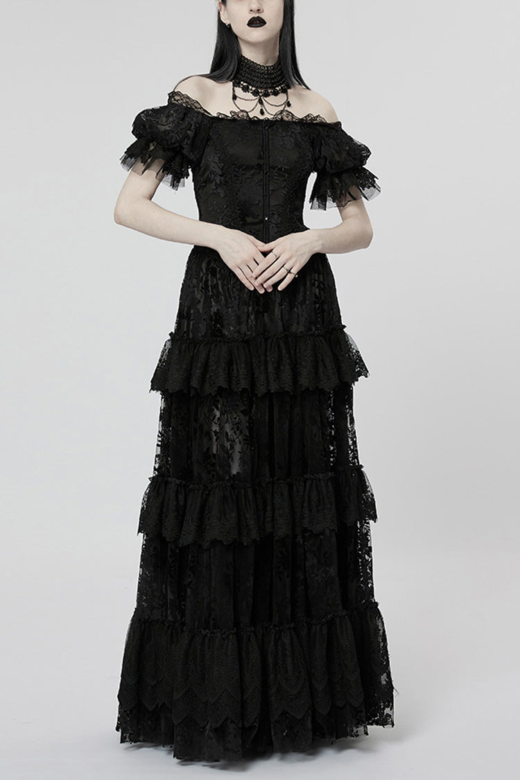 Lolita Dress - Puff Print Ruffle Lace, 2 Colors, Puff Sleeves, Women's Style, Ruffled - main product image