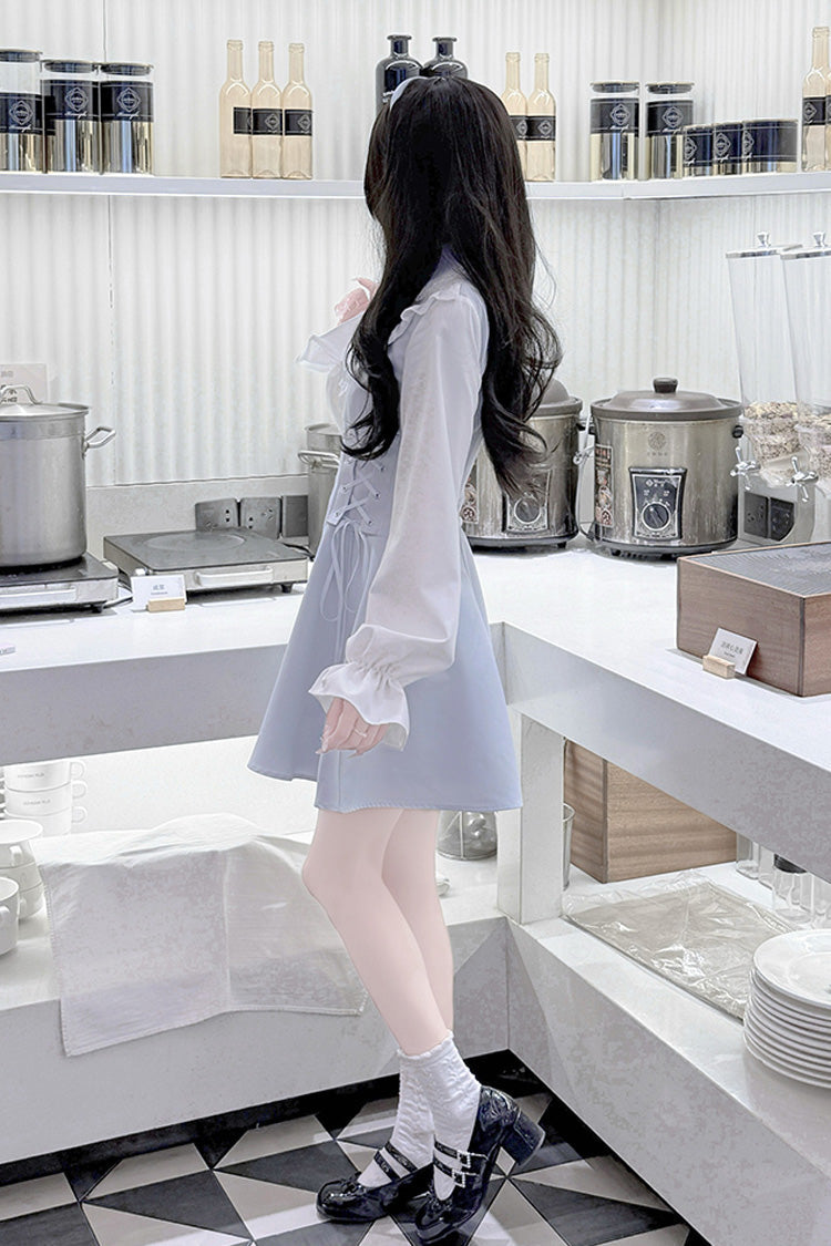 Lolita Dress - Qingshui Poetry, Blue, Long Sleeves, Sweet Style, Bow Detail - additional product view 8