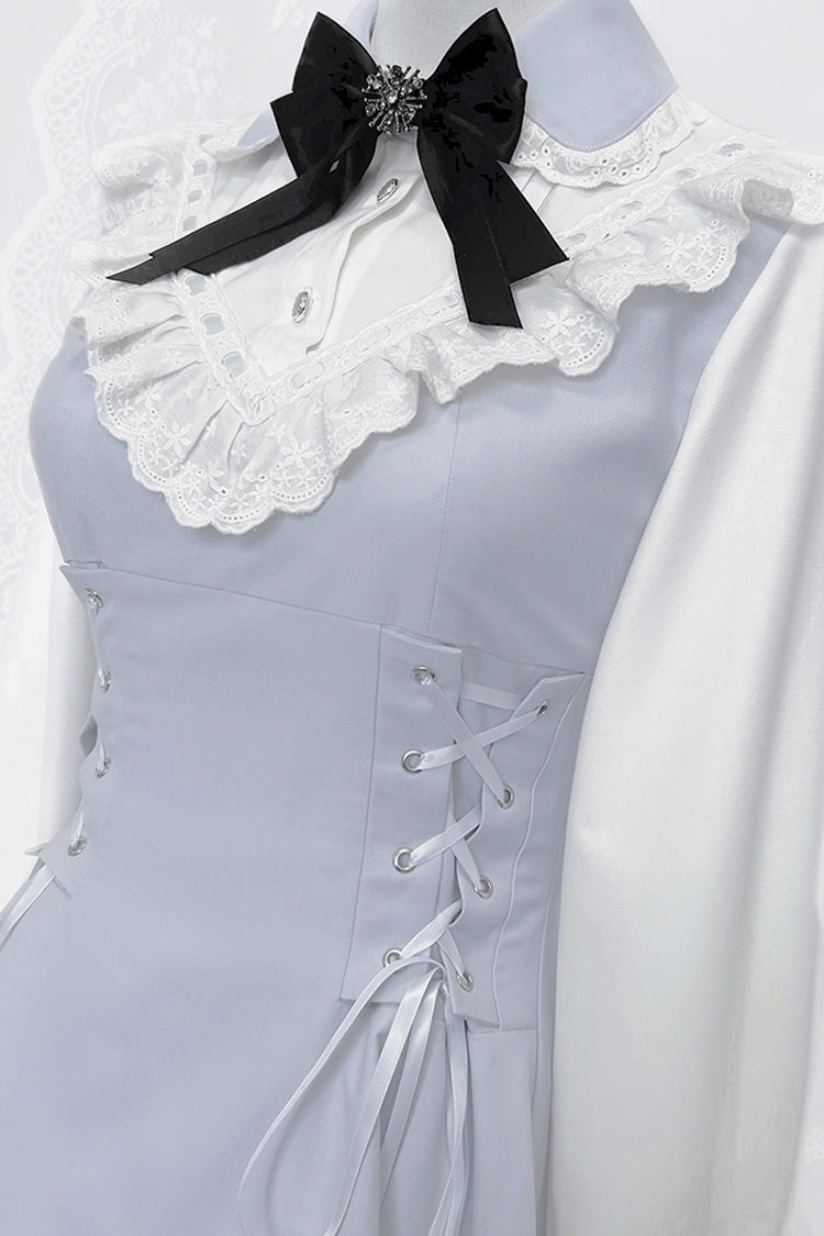 Lolita Dress - Qingshui Poetry, Blue, Long Sleeves, Sweet Style, Bow Detail - additional product view 9