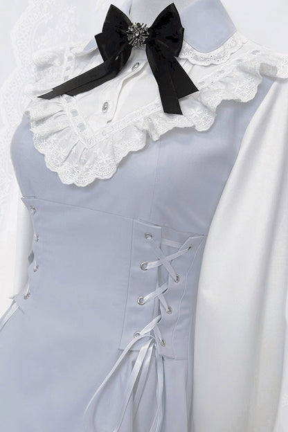 Lolita Dress - Qingshui Poetry, Blue, Long Sleeves, Sweet Style, Bow Detail - additional product view 9
