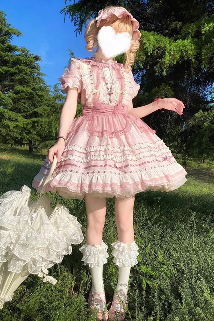Lolita Dress - Rabbit Print, Pink, Lace Trim, Ruffled, Printed - additional product view 6