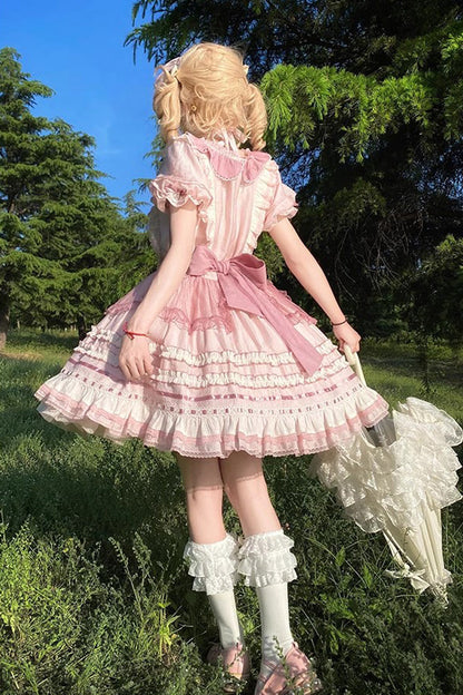 Lolita Dress - Rabbit Print, Pink, Lace Trim, Ruffled, Printed - additional product view 8