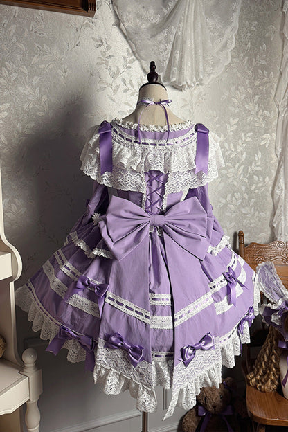 Lolita Dress - Rabbit Sleeping Doll, Purple, Bow Detail, Lace Trim, Ruffled - additional product view 7