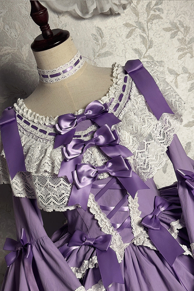 Lolita Dress - Rabbit Sleeping Doll, Purple, Bow Detail, Lace Trim, Ruffled - additional product view 8