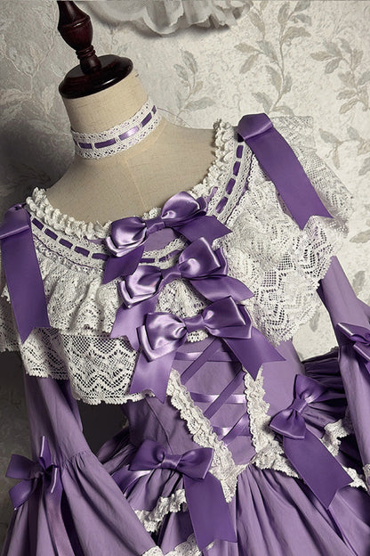 Lolita Dress - Rabbit Sleeping Doll, Purple, Bow Detail, Lace Trim, Ruffled - additional product view 8