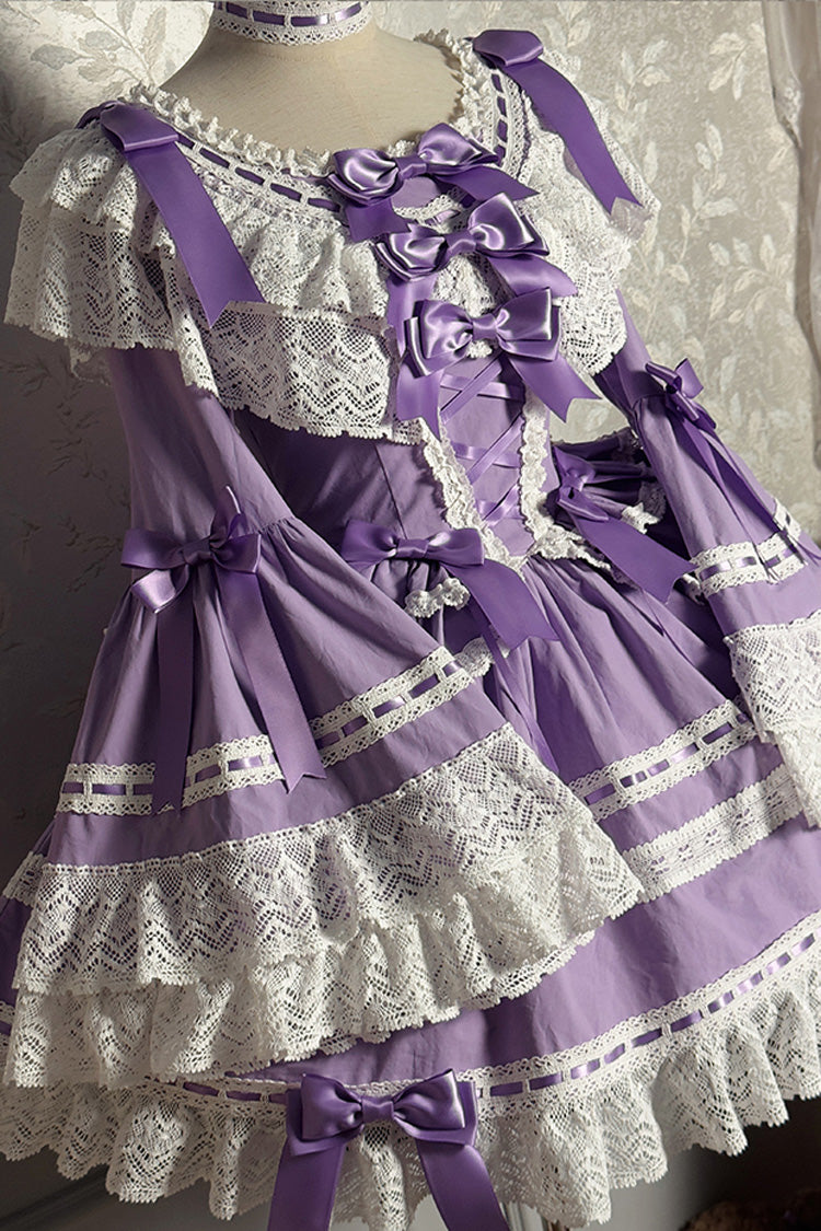 Lolita Dress - Rabbit Sleeping Doll, Purple, Bow Detail, Lace Trim, Ruffled - additional product view 9