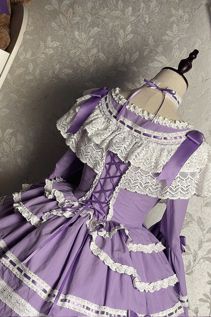 Lolita Dress - Rabbit Sleeping Doll, Purple, Bow Detail, Lace Trim, Ruffled - additional product view 10