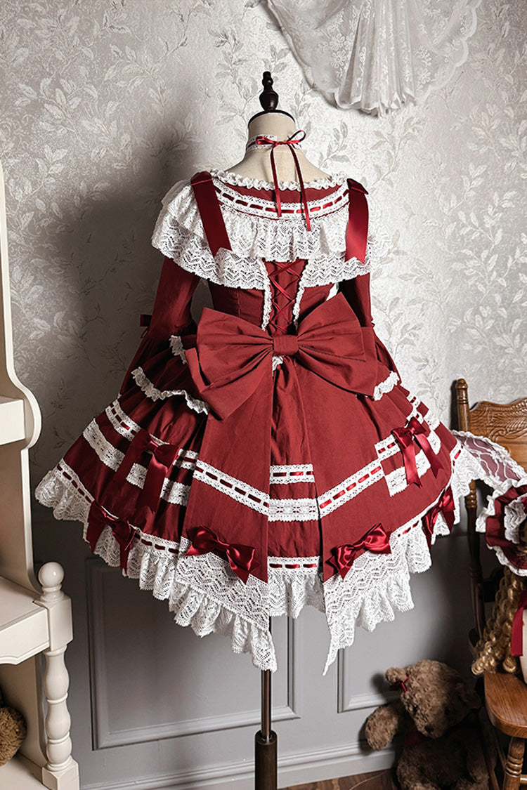 Lolita Dress - Rabbit Sleeping Doll, Red, Bow Detail, Lace Trim, Ruffled - additional product view 9