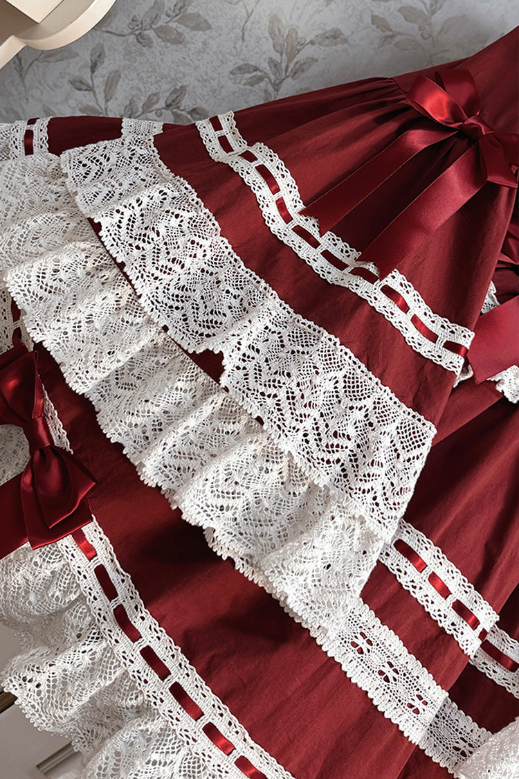 Lolita Dress - Rabbit Sleeping Doll, Red, Bow Detail, Lace Trim, Ruffled - additional product view 10