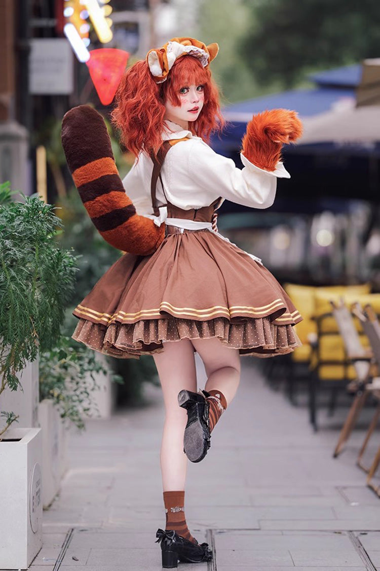 Lolita Dress - Raccoon, Brown, Ruffled, Sweet Style, Bow Detail - additional product view 3