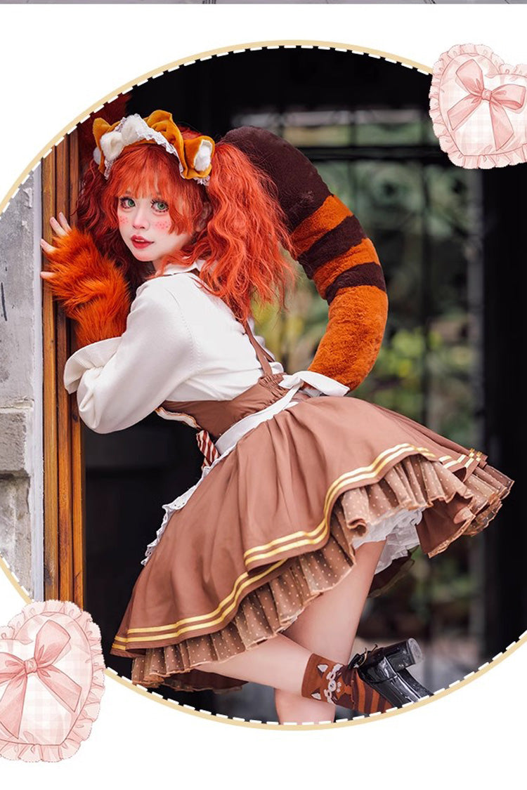 Lolita Dress - Raccoon, Brown, Ruffled, Sweet Style, Bow Detail - additional product view 4