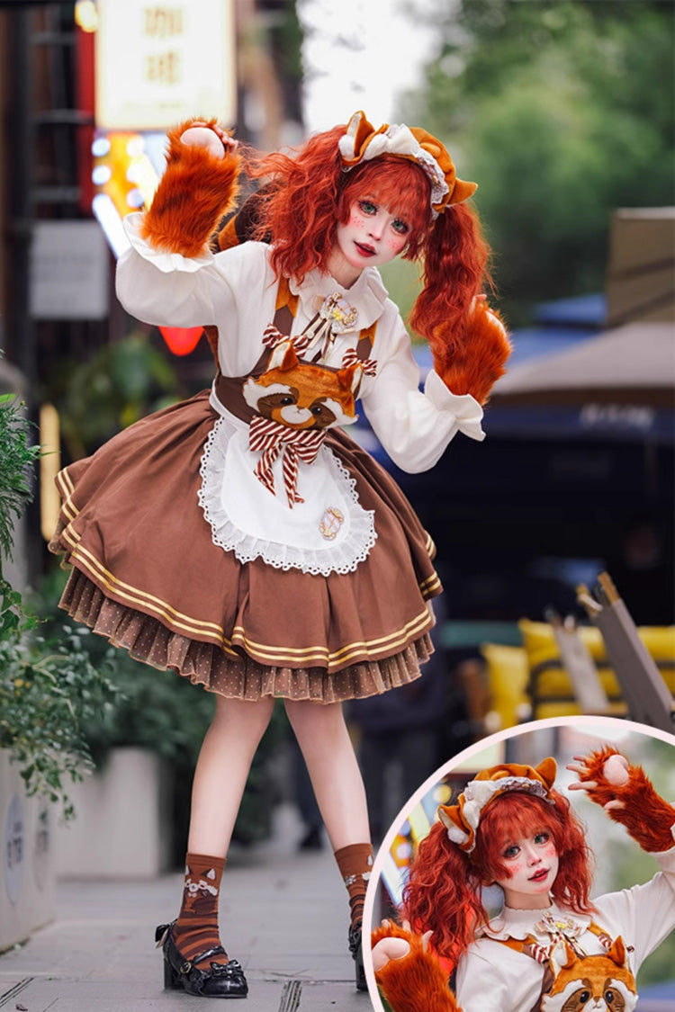 Lolita Dress - Raccoon, Brown, Ruffled, Sweet Style, Bow Detail - additional product view 5