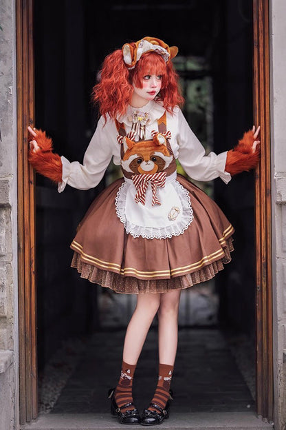 Lolita Dress - Raccoon, Brown, Ruffled, Sweet Style, Bow Detail - main product image