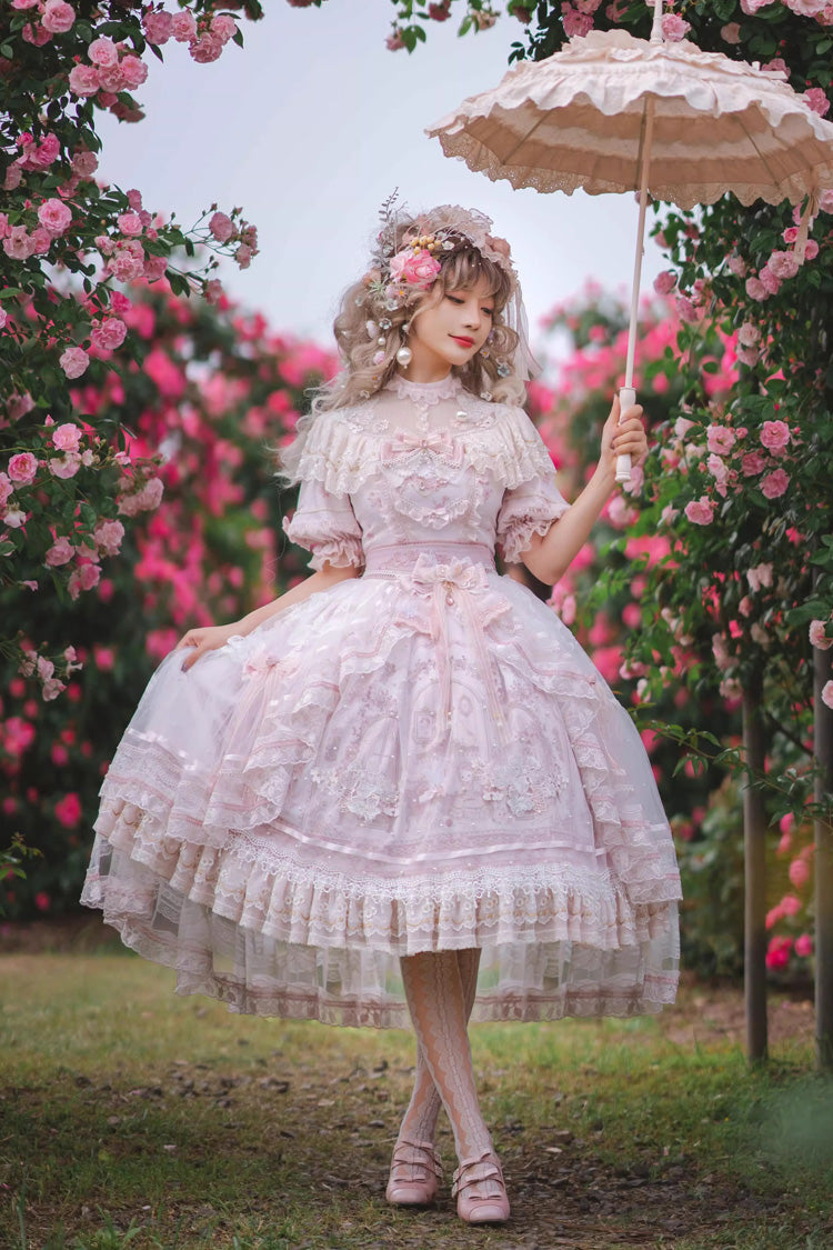 Lolita Dress - Realm Of Sunset, 2 Colors, Lace Trim, Ruffled, Printed - additional product view 3