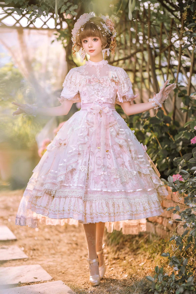 Lolita Dress - Realm Of Sunset, 2 Colors, Lace Trim, Ruffled, Printed - additional product view 5