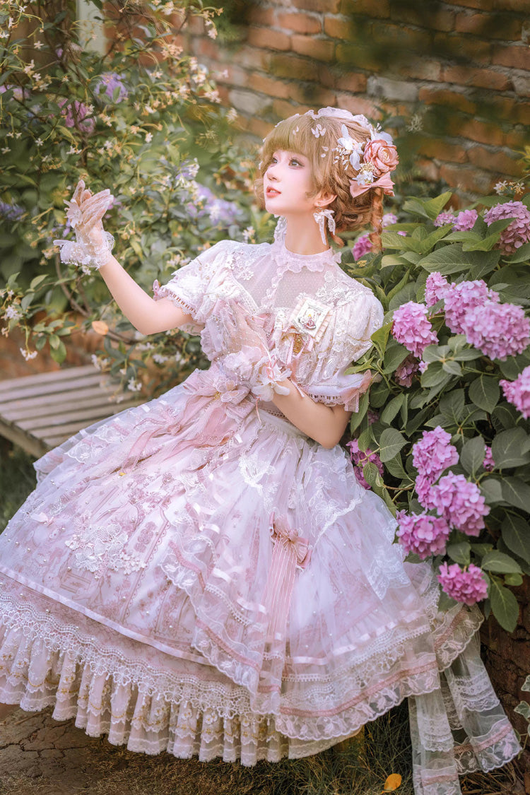 Lolita Dress - Realm Of Sunset, 2 Colors, Lace Trim, Ruffled, Printed - additional product view 7