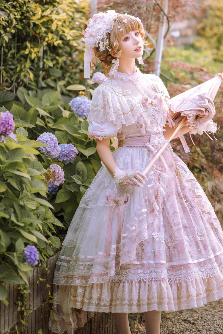 Lolita Dress - Realm Of Sunset, 2 Colors, Lace Trim, Ruffled, Printed - additional product view 8