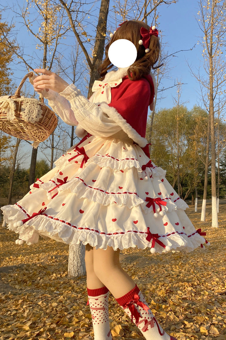 Lolita Dress - Red/apricot Triple-layered Print, 2 Colors, Printed, Sweet Style - additional product view 3