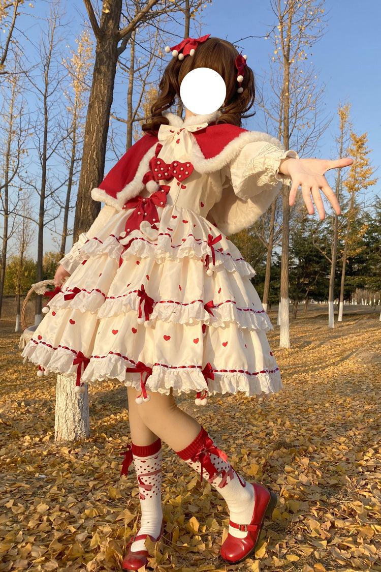 Lolita Dress - Red/apricot Triple-layered Print, 2 Colors, Printed, Sweet Style - additional product view 4