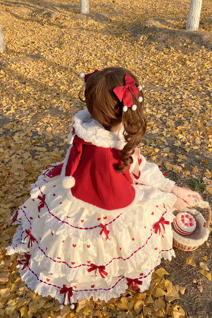 Lolita Dress - Red/apricot Triple-layered Print, 2 Colors, Printed, Sweet Style - additional product view 6