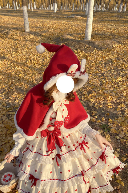 Lolita Dress - Red/apricot Triple-layered Print, 2 Colors, Printed, Sweet Style - additional product view 7