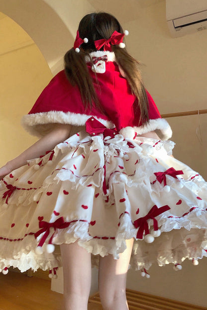 Lolita Dress - Red/apricot Triple-layered Print, 2 Colors, Printed, Sweet Style - additional product view 11