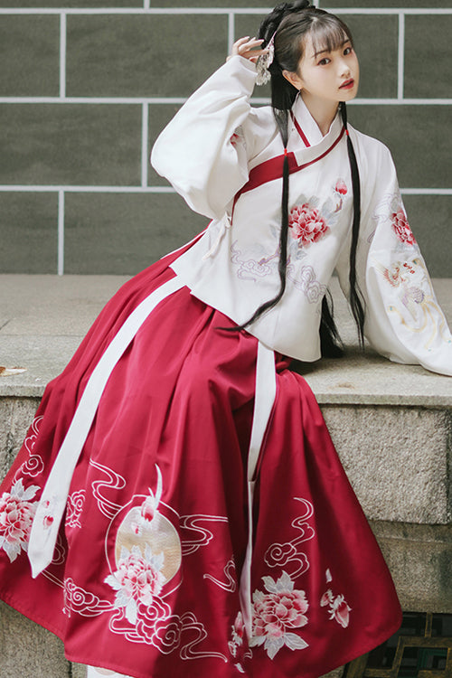 Lolita Dress - Red/white Chinese Style Ming, 2 Colors, Embroidered, Cross Detail - additional product view 3