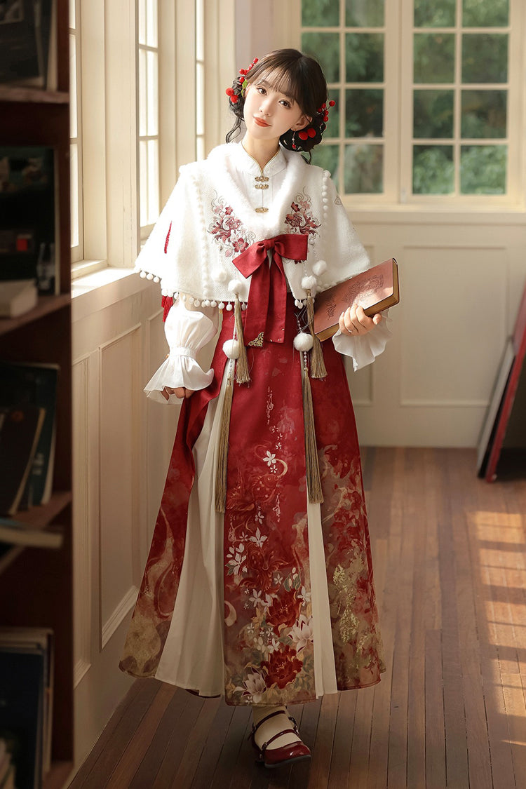 Lolita Dress - Red/white Lapel Collar, 2 Colors, Pleated, High Waist, Women's Style - additional product view 3