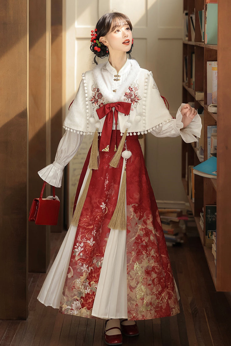 Lolita Dress - Red/white Lapel Collar, 2 Colors, Pleated, High Waist, Women's Style - additional product view 5