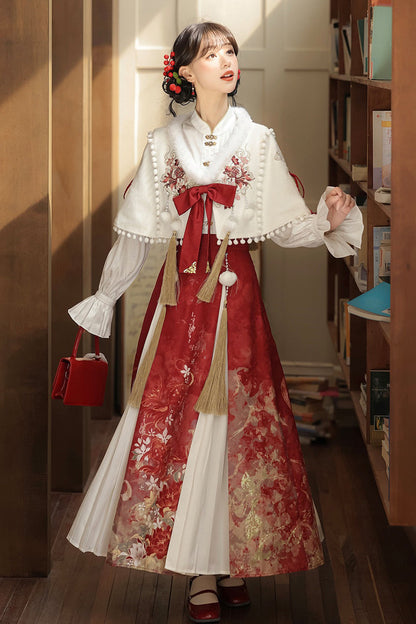 Lolita Dress - Red/white Lapel Collar, 2 Colors, Pleated, High Waist, Women's Style - additional product view 5