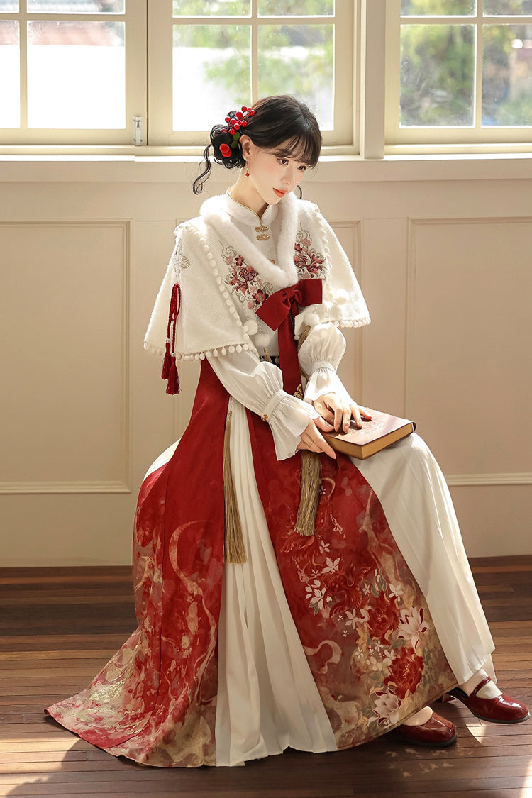 Lolita Dress - Red/white Lapel Collar, 2 Colors, Pleated, High Waist, Women's Style - additional product view 7