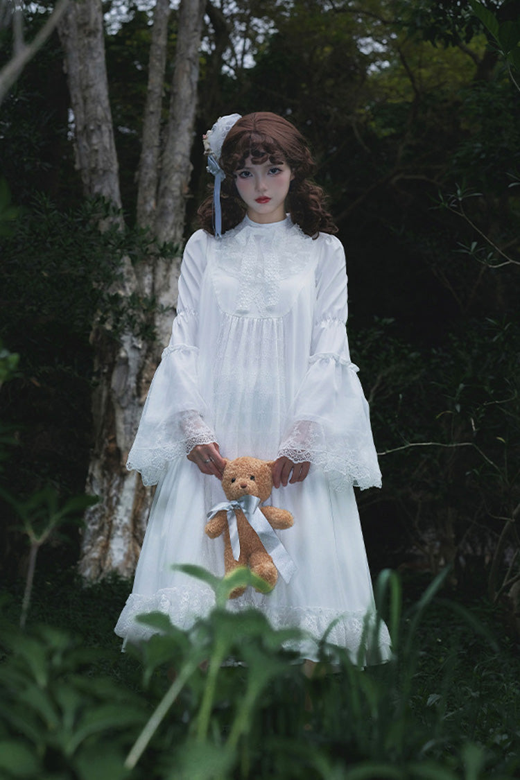 Lolita Dress - Requiem, White, Stand Collar, Long Sleeves, Gothic Style - additional product view 8