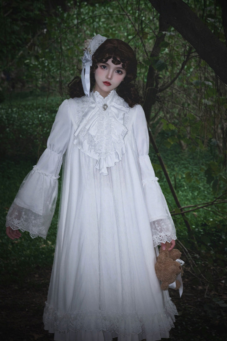 Lolita Dress - Requiem, White, Stand Collar, Long Sleeves, Gothic Style - additional product view 9