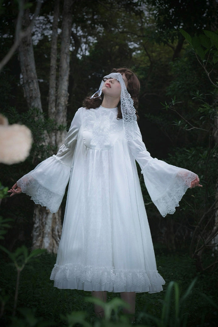 Lolita Dress - Requiem, White, Stand Collar, Long Sleeves, Gothic Style - additional product view 10