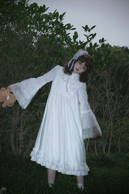 Lolita Dress - Requiem, White, Stand Collar, Long Sleeves, Gothic Style - additional product view 11