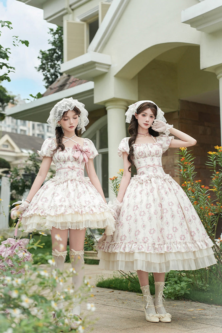 Lolita Dress - Rose After The Rain, Ivory, Square Collar, Long Length, Bow Detail - additional product view 13